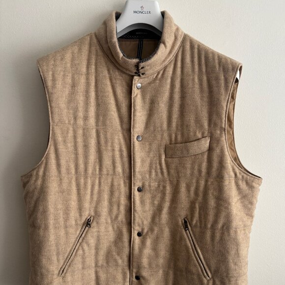 $3500 RARE Qiviuk Quilted Cream/Beige Cashmere Qiviut(Musk Ox Wool) Vest - 44 - Picture 1 of 10